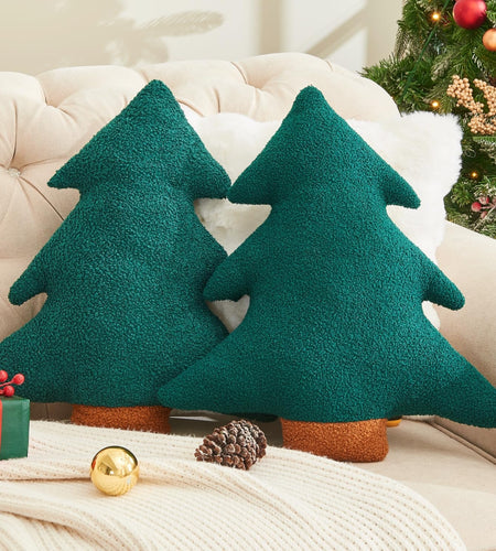 Vdoioe Christmas Tree Throw Pillows Set of 2 Plush Cotton Fill Xmas Decor