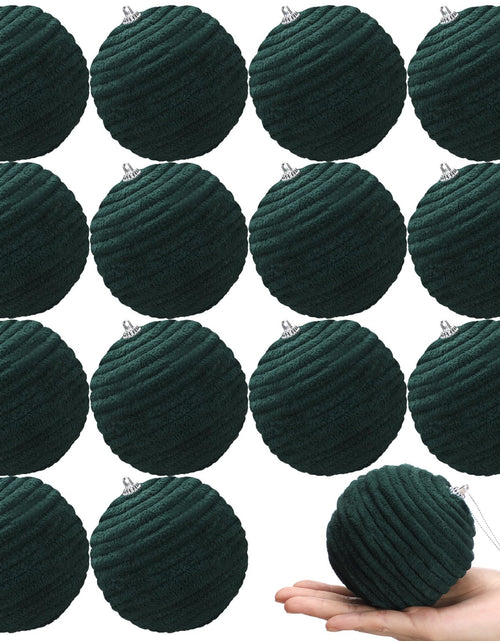 Load image into Gallery viewer, Soulchen 15 Pcs 3.15" Large Green Velvet Flocked Christmas Balls Ornaments
