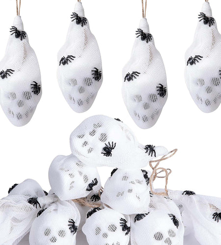 Watayo 12 Pcs Mini Halloween Skull Decorations 4x1.5in White Gauze Wrapped