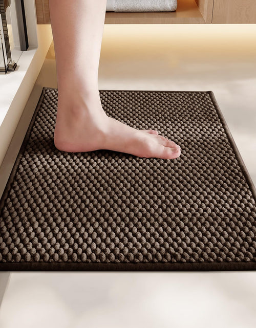 Load image into Gallery viewer, BULULOM Chenille Bathroom Rug Rubber Backing Brown 16x24 Absorbent Mat
