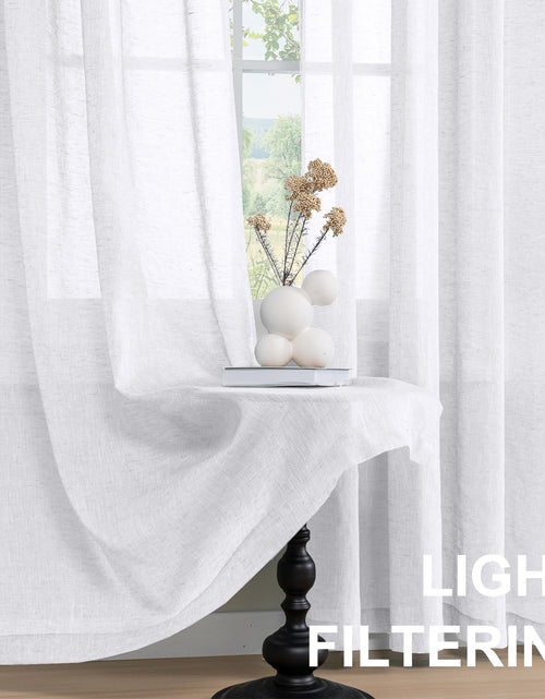 Load image into Gallery viewer, Turquoize Linen Sheer Rod Pocket Curtains 52x63in Set of 2 Pure White
