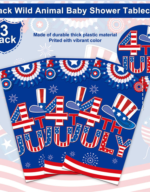 Load image into Gallery viewer, Rejoice Bunny 3-Pack 4th of July Disposable Tablecloths 54x108 Inches Plastic

