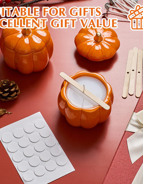 Load image into Gallery viewer, Sliner 2 Pcs 7oz Ceramic Pumpkin Jar Candle Holder Orange Fall Decor
