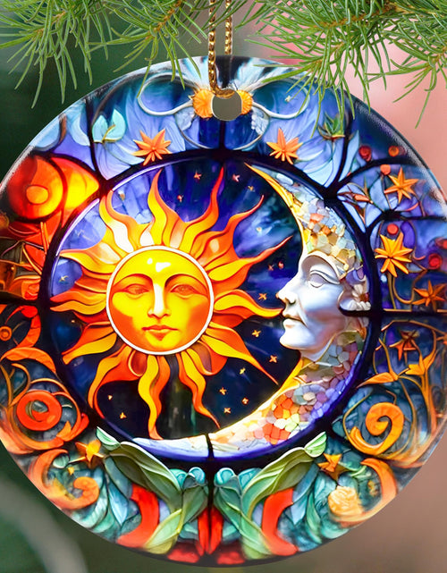 Load image into Gallery viewer, Touber Sun God Christmas Ornament Ceramic Holiday Decor Sun and Moon
