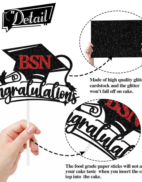 Load image into Gallery viewer, RLXPT Congratulations BSN Cake Topper Black Red Paper Nurse Grad 2025
