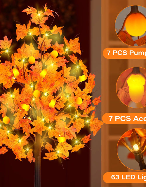 Load image into Gallery viewer, Ciyvotom 4 FT Fall Tree with 63 LED Warm Lights, 3D Pumpkins, Remote, Timer
