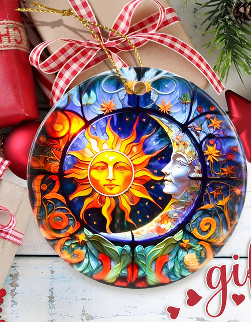 Load image into Gallery viewer, Touber Sun God Christmas Ornament Ceramic Holiday Decor Sun and Moon

