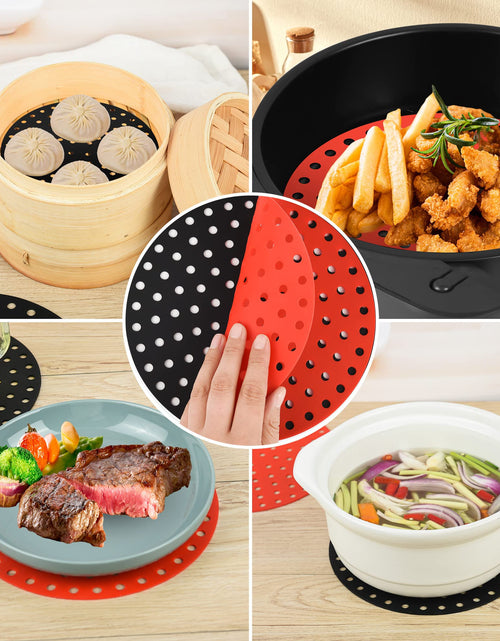 Load image into Gallery viewer, Viwehots Silicone Air Fryer Liners 8" Non Stick Reusable 4 Pack Mixed Colors

