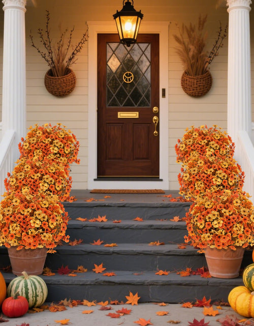 Load image into Gallery viewer, RICHMYC Artificial Fall Flowers 12 Bundles Orange Yellow Eucalyptus 13.8IN
