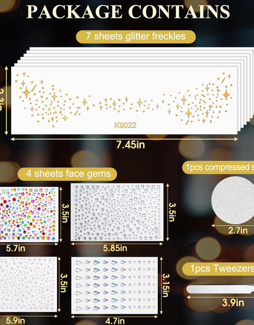 Load image into Gallery viewer, Mity Rain Face Glitter Gems Stickers 10 Sheets Star Freckles Single Pattern

