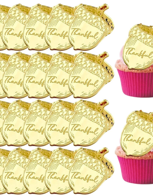 Load image into Gallery viewer, mdgfge 20Pcs Thanksgiving Gold Chestnut Acrylic Cupcake Toppers Decor
