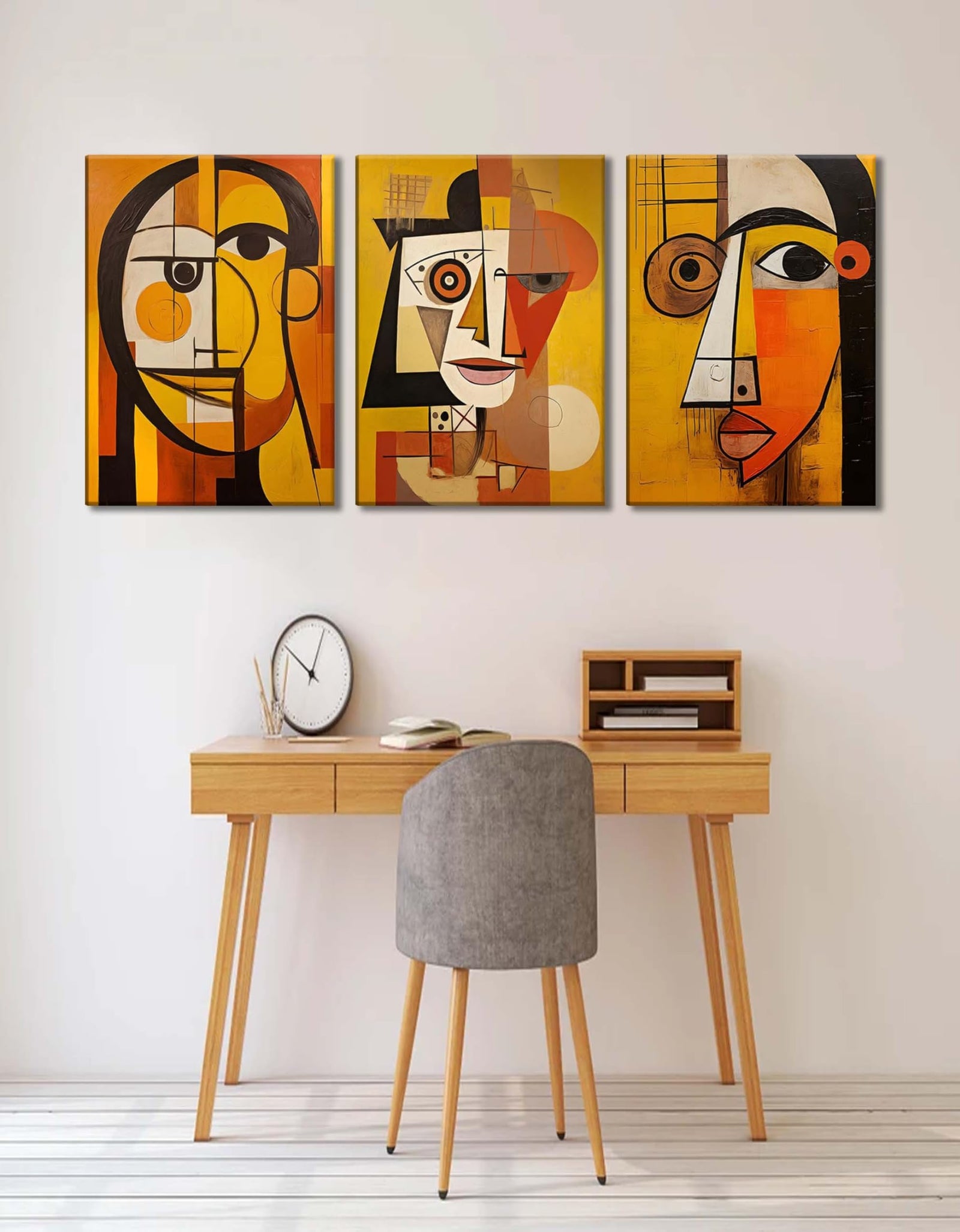 LAJDXSX 3 Pcs Abstract Portrait Canvas Wall Art Orange 12x16in Set