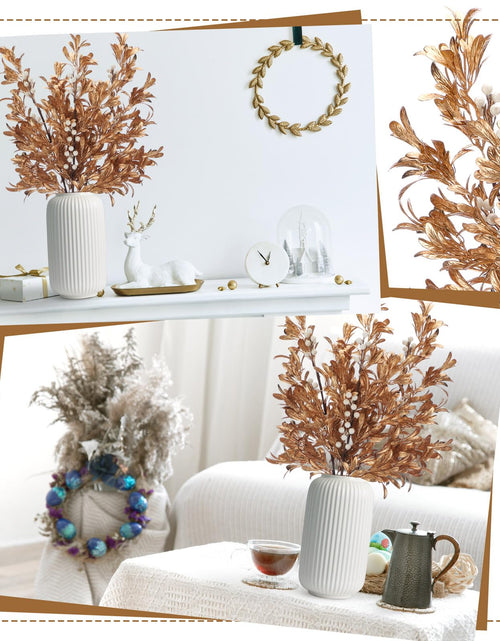 Load image into Gallery viewer, Giegxin 3 Pcs 30" Gold Leaf Christmas Tree Picks with White Berry
