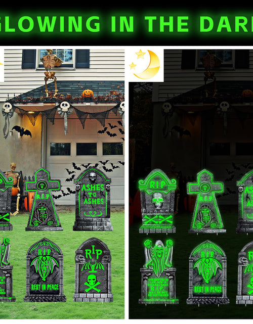 Load image into Gallery viewer, CiniQy Halloween Tombstones 6 Pack Light Up 16.5x11.5" Waterproof Outdoor Decor
