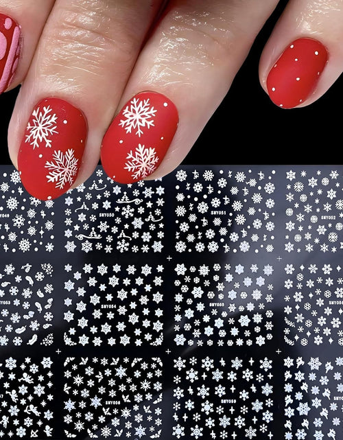 Load image into Gallery viewer, 12 Sheets Snowflake Nail Art Stickers 3D Self Adhesive Winter Nail Decals
