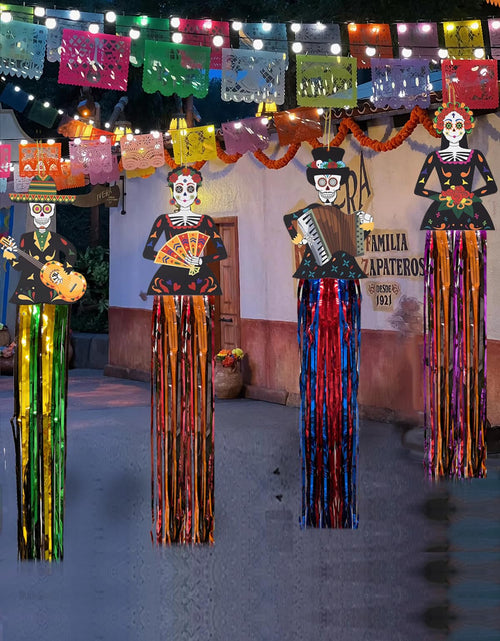 Load image into Gallery viewer, Aovaely 4PCS Day of the Dead Sugar Skull Hanging Decorations Dia De Los Muertos

