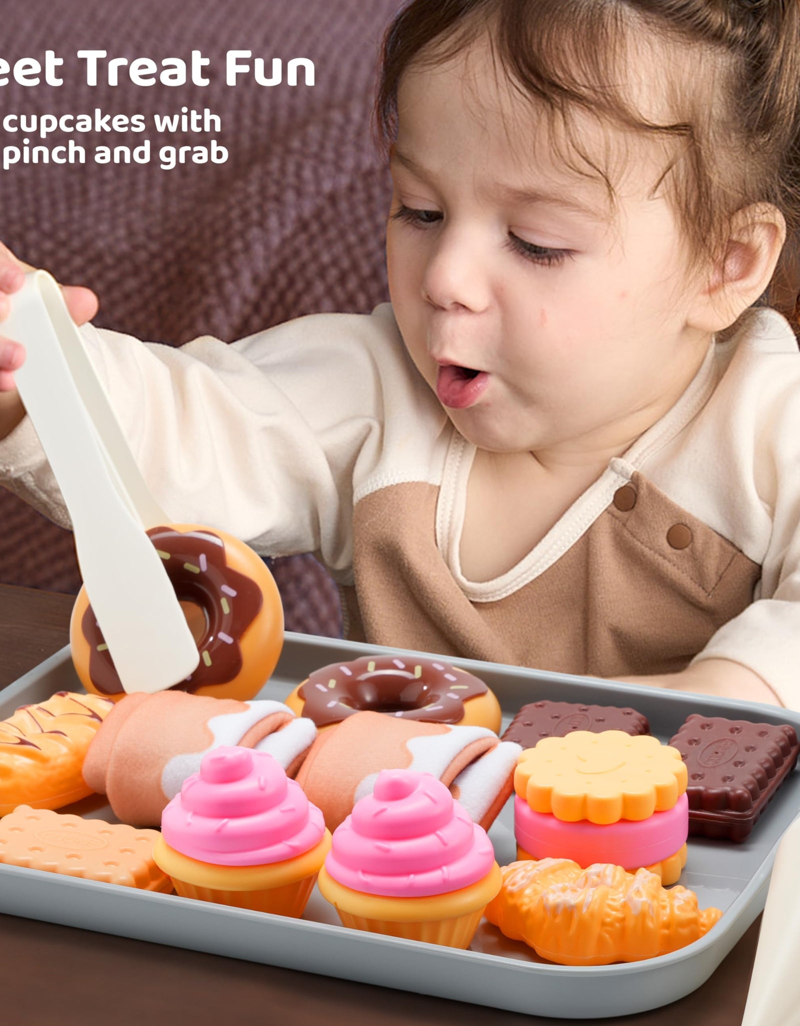 JOVA lalalark Cookie Play Food Set Toddler Pretend Toys 17 PCS Multicolor