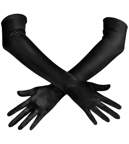 Spooktacular Creations Long Satin Opera Party Gloves Black 21in One Size