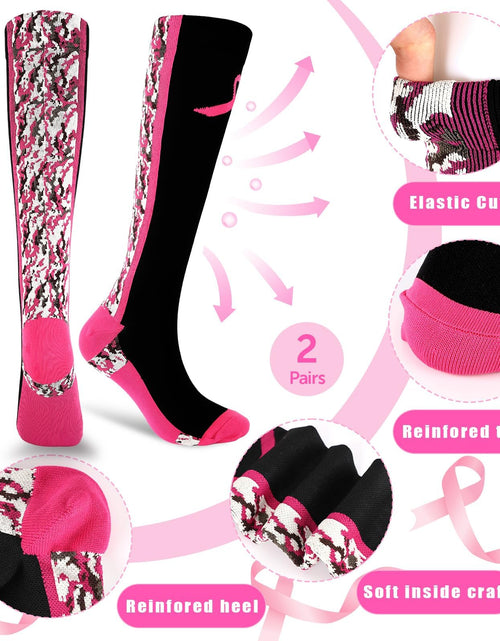Load image into Gallery viewer, YLOLUL Breast Cancer Awareness Socks Black Camouflage Polyester Womens Size L
