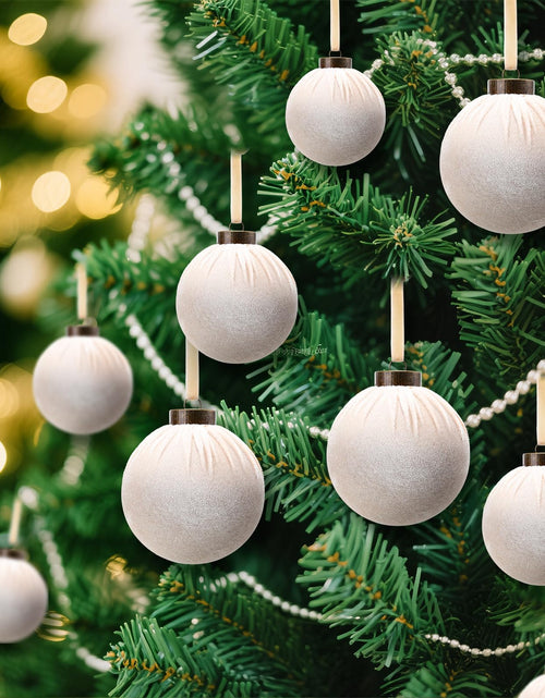 Load image into Gallery viewer, HyDren 24Pcs Beige Velvet Shatterproof Christmas Ornaments Balls 3.15,2.76,2.36"

