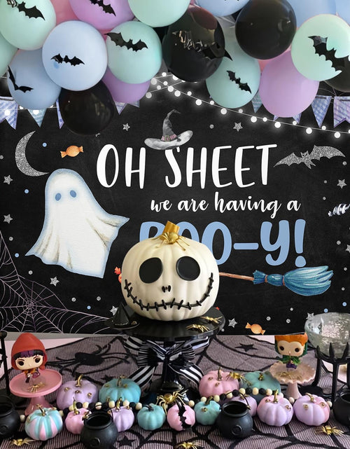 Load image into Gallery viewer, MEHOFOND Halloween Baby Shower Party Backdrop Purple Vinyl 7x5ft
