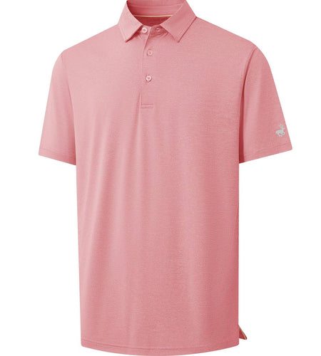 MICHEL ROUEN Men's Dry Fit Golf Polo Shirt Pink Heather Jacquard Size M