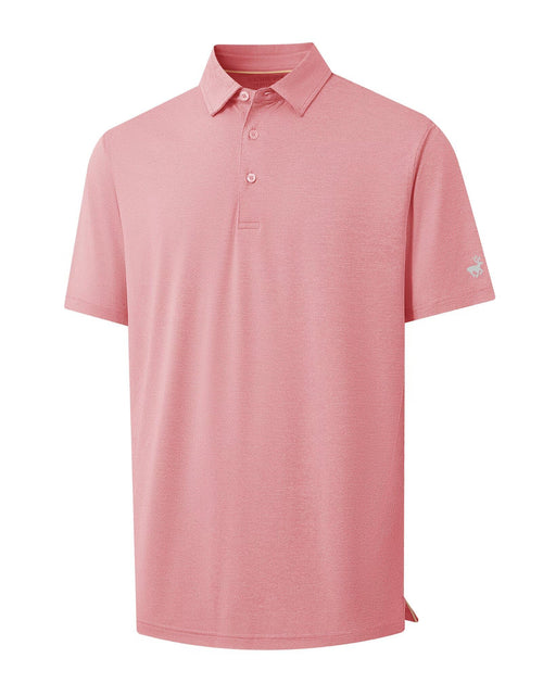 Load image into Gallery viewer, MICHEL ROUEN Men's Dry Fit Golf Polo Shirt Pink Heather Jacquard Size M
