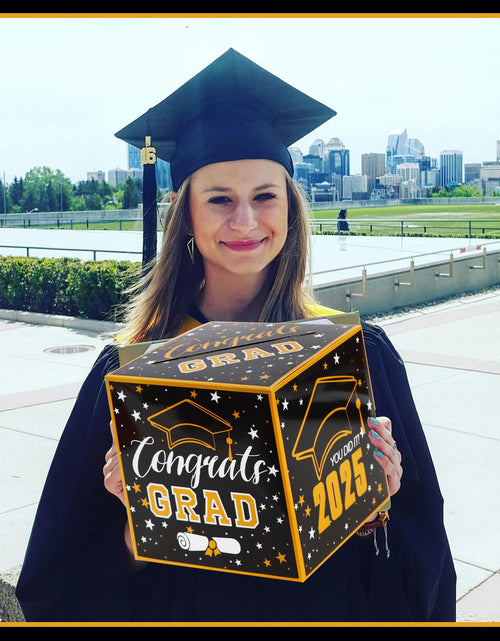 Load image into Gallery viewer, BEISHIDA 2025 Graduation Card Box Black Gold 9x9x9 Inch Party Decor
