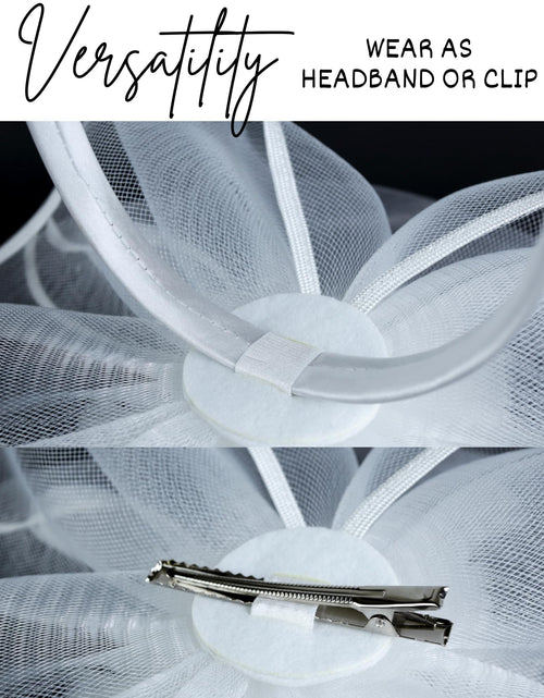 Load image into Gallery viewer, Needzo White Floral Feather Mesh Fascinator Headband Hair Clip One Size
