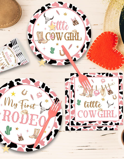 Load image into Gallery viewer, JOYHAPISTAR First Rodeo Birthday Party Supplies Set 120PCS Pink Rustic
