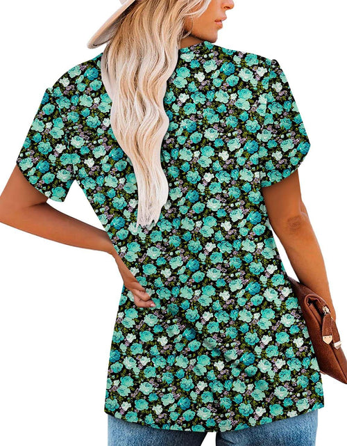 Load image into Gallery viewer, BETTE BOUTIK Womens Button Down Floral Blouse TealRose Size L
