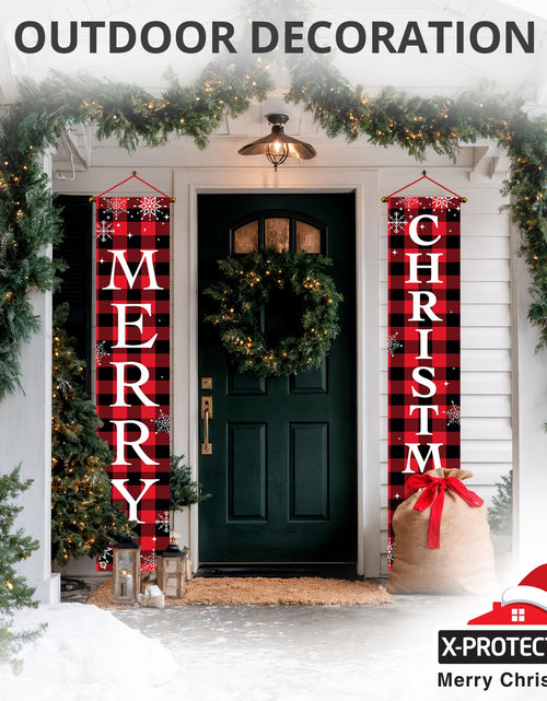 Load image into Gallery viewer, X-Protector Merry Christmas Buffalo Plaid Banner 71x13 Red
