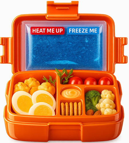 WONDER FAMILY Bento Box 5 Leakproof Containers Insulated Lunch Box Orange