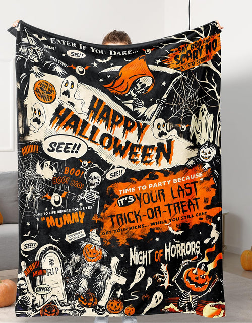 Load image into Gallery viewer, Tupmnbry Halloween Pumpkin Ghost Cat Throw Blanket Flannel 50x60
