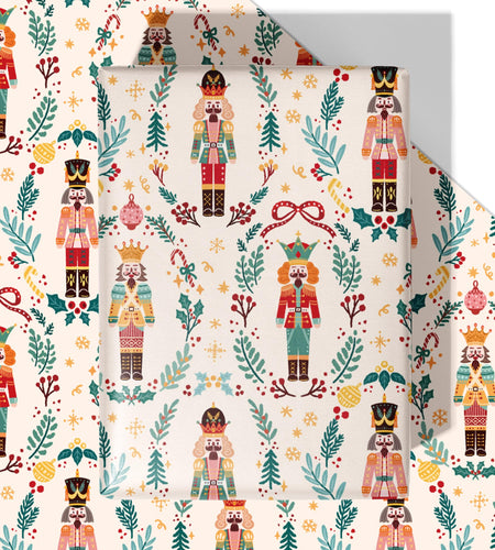 WRAPLULU Nutcracker Christmas Wrapping Paper 4 Jumbo Sheets 28x40in Yellow