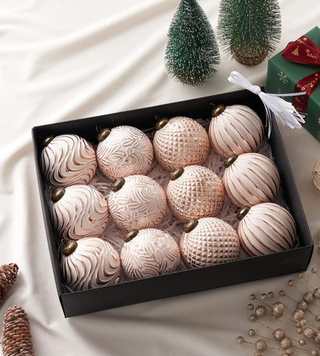 12 Pcs Pink Christmas Tree Ornaments Shatterproof Balls Holiday Decor