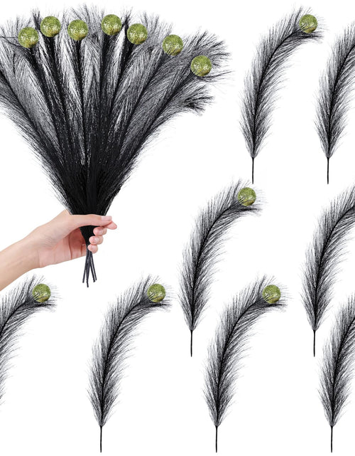 Load image into Gallery viewer, EYNDYN 15 Pcs 17'' Black Feather Christmas Tree Topper Green
