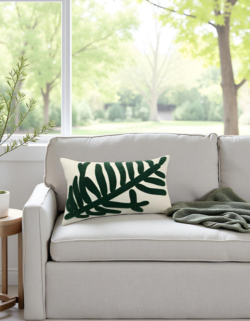 Load image into Gallery viewer, Tosleo 12x20in Green Tropical Leaf Embroidered Pillow Covers 2 Pack
