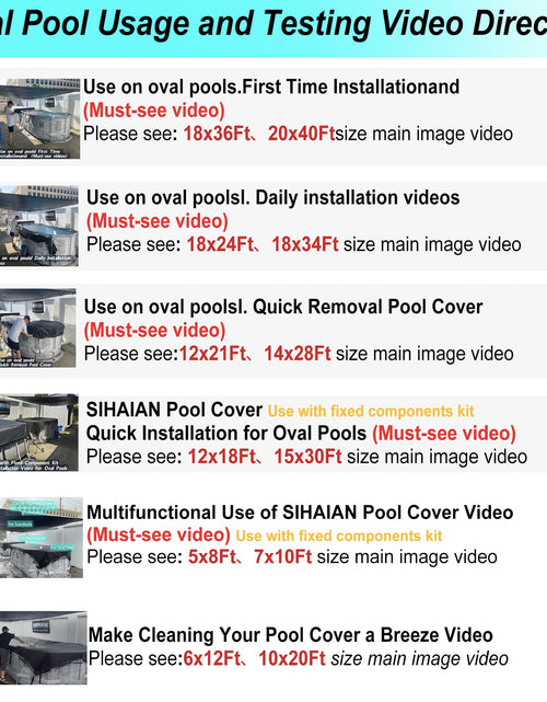Load image into Gallery viewer, SIHAIAN 16x28Ft Oval Pool Cover UV Weather Resistant Side Storage
