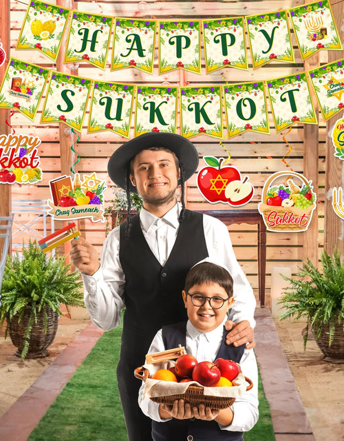 Load image into Gallery viewer, Sukkot Decorations Hanging Swirls Happy Sukkot Banner Ceiling Decor
