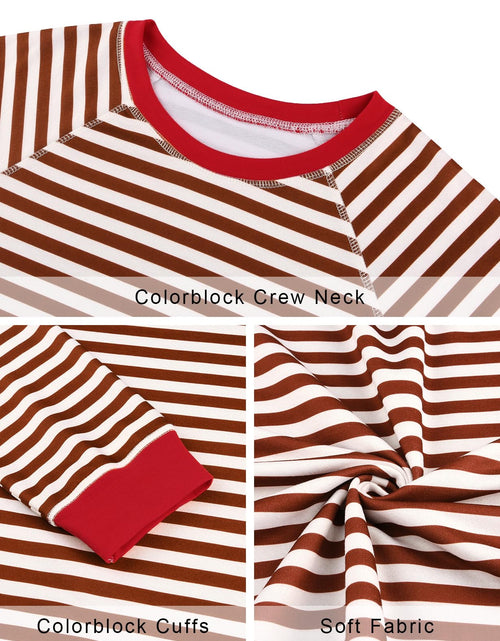 Load image into Gallery viewer, Misyula Style Plus Size Striped Crewneck Sweatshirt Red Brown Size XXL
