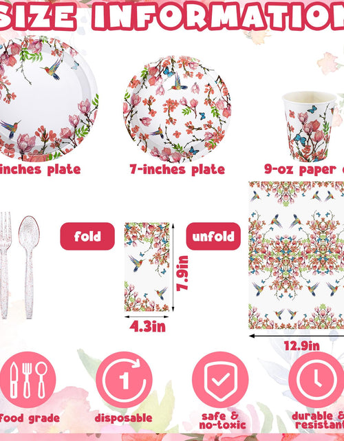 Load image into Gallery viewer, Sinmoe 400 Pcs Spring Plates Napkins Disposable Dinnerware Set Multicolor Bird

