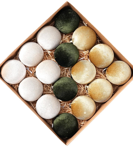 Choonshow Velvet Christmas Ball Ornaments 16 Pack 3.15" Brown Green