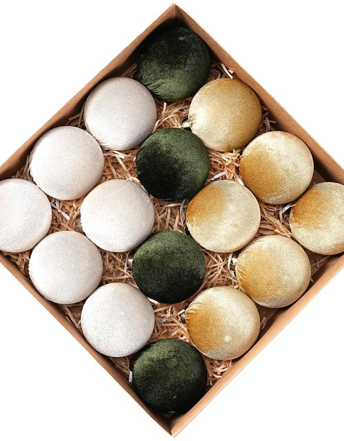 Load image into Gallery viewer, Choonshow Velvet Christmas Ball Ornaments 16 Pack 3.15" Brown Green
