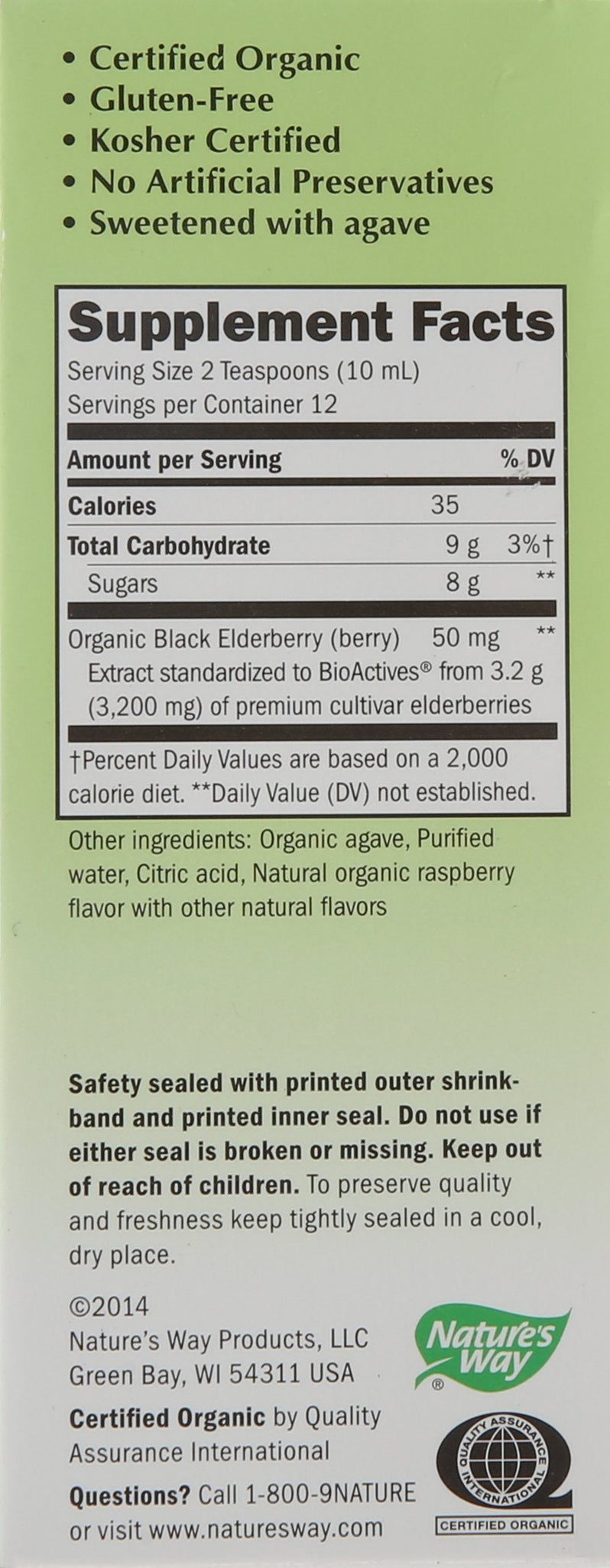 BestBy02/26 Nature's Way Organic Sambucus Kids Syrup Elderberry 4 fl oz