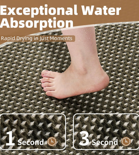 PADOOR Checkered Bath Mat Super Absorbent Non Slip 18x30 Green & Cream