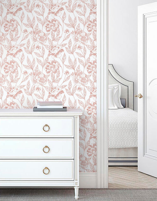 Load image into Gallery viewer, Timeet Pink Floral Peel and Stick Wallpaper Vinyl 17in x 78.7in Modern
