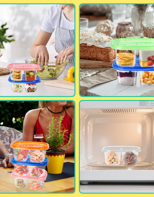 Load image into Gallery viewer, ISUSSER 50Pc Reusable Snack Pack Containers Double Compartment Clear Plastic
