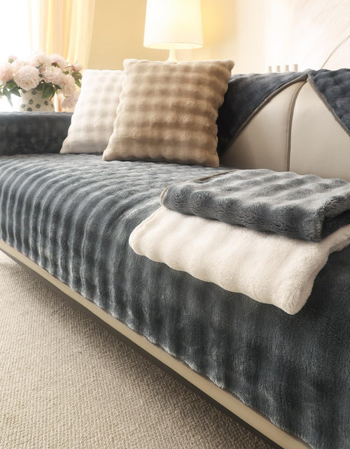Load image into Gallery viewer, Aucrovee Plush Velvet Non Slip Sofa Cover 3 Cushion 36x70 Light Grey
