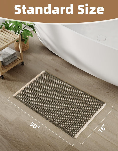 Load image into Gallery viewer, PADOOR Checkered Bath Mat Super Absorbent Non Slip 18x30 Green &amp; Cream
